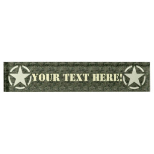 Porte-nom Pour Bureau Pochoir personnalisé Digital vintage Camo d'étoi