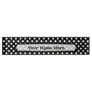 Porte-nom Pour Bureau Pois noir et blanc
