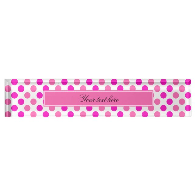 Porte-nom Pour Bureau Pois rose (Devant)