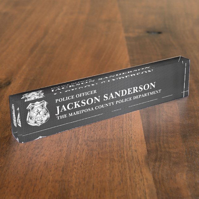 Porte-nom Pour Bureau Police Officer Department Law Enforcement Logo (Taille)