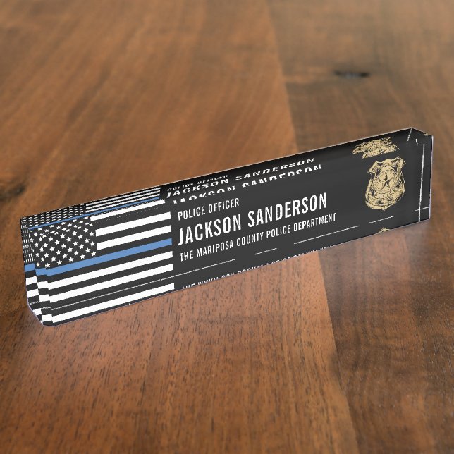 Porte-nom Pour Bureau Police Service de la Ligne Bleue Mince (Taille)