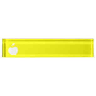 Porte-nom Pour Bureau Pomme jaune et blanche