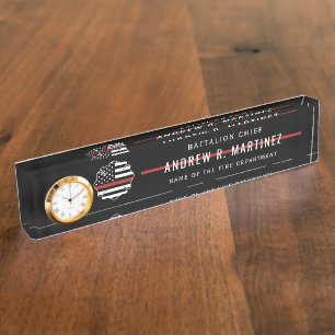 Porte-nom Pour Bureau Pompier Mince ligne rouge Service de Secourt incen