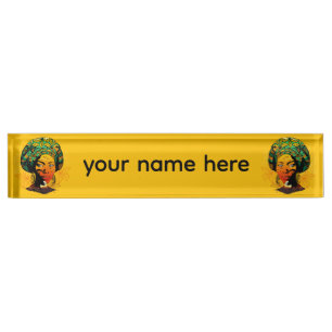 Porte-nom Pour Bureau Portrait féminin africain avec coucher de soleil