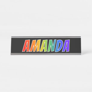 Porte-nom Pour Bureau Prénom "AMANDA" : Coloration d'arc-en-ciel