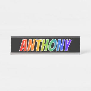 Porte-nom Pour Bureau Prénom "ANTHONY" : Coloration d'arc-en-ciel