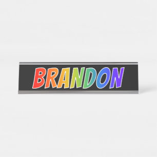 Porte-nom Pour Bureau Prénom "BRANDON" : Coloration d'arc-en-ciel