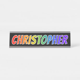 Porte-nom Pour Bureau Prénom "CHRISTOPHER" : Coloration d'arc-en-ciel