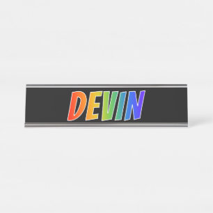 Porte-nom Pour Bureau Prénom "DEVIN" : colorant amusant arc-en-ciel