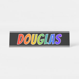 Porte-nom Pour Bureau Prénom "DOUGLAS" : Coloration d'arc-en-ciel