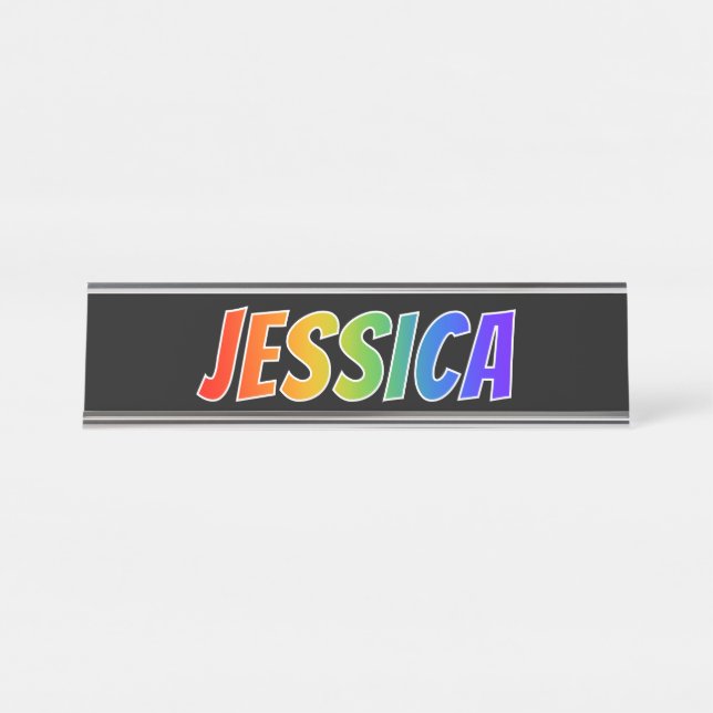 Porte-nom Pour Bureau Prénom "JESSICA" : Coloration d'arc-en-ciel (Devant)