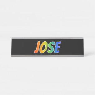 Porte-nom Pour Bureau Prénom "JOSE" : Coloration d'arc-en-ciel