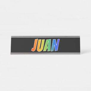Porte-nom Pour Bureau Prénom "JUAN" : Couleur arc-en-ciel amusant