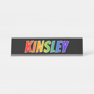 Porte-nom Pour Bureau Prénom "KINSLEY" : Couleur arc-en-ciel amusant