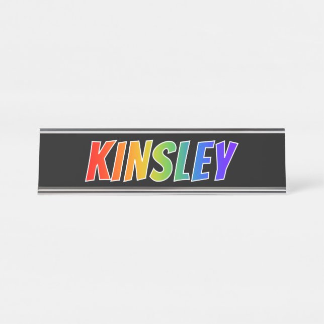 Porte-nom Pour Bureau Prénom "KINSLEY" : Fun Rainbow Coloring (Devant)