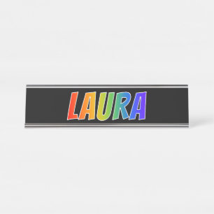 Porte-nom Pour Bureau Prénom "LAURA" : Coloration d'arc-en-ciel