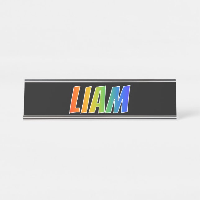 Porte-nom Pour Bureau Prénom "LIAM" : Coloration d'arc-en-ciel (Devant)