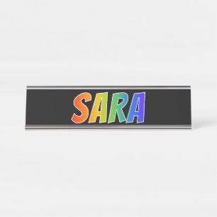 Porte-nom Pour Bureau Prénom "SARA" : Fun Rainbow Coloring