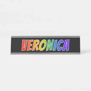 Porte-nom Pour Bureau Prénom "Veronica" : Coloration d'arc-en-ciel