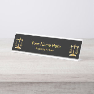 Porte-nom Pour Bureau Procureur Avocat - Noir et Or