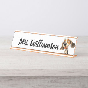 Porte-nom Pour Bureau Professeur Educateur Cute Chien Chien Chien Nom du