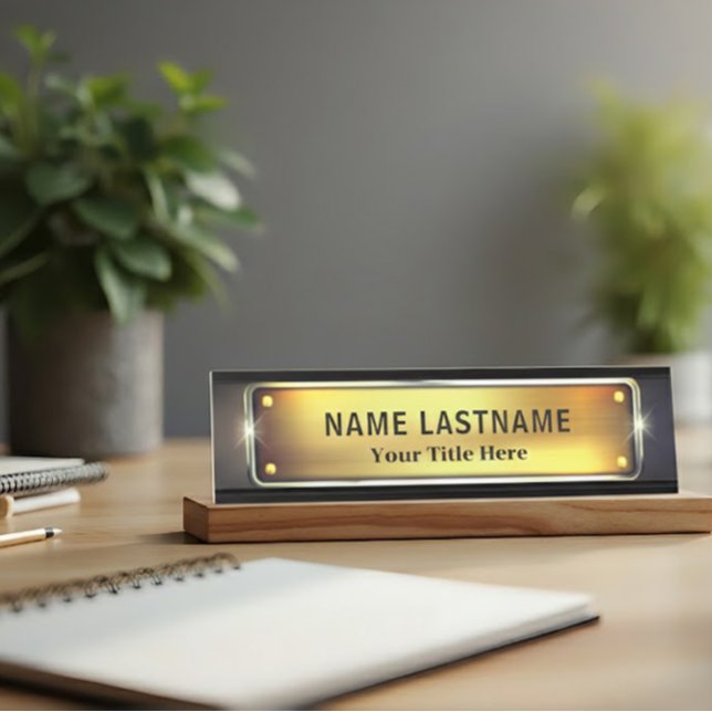 Porte-nom Pour Bureau Professional Modern Black and Gold Office (Créateur téléchargé)