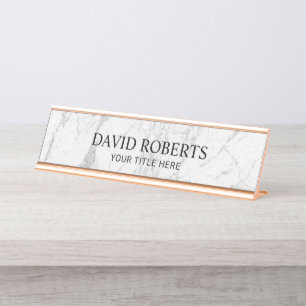 Porte-nom Pour Bureau Professionnel Marbre blanc moderne