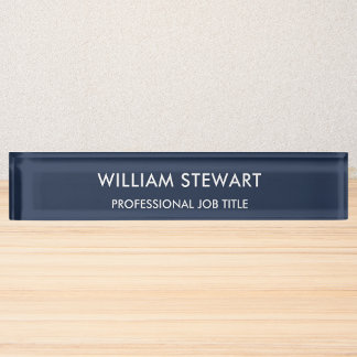 Porte-nom Pour Bureau Professionnel Minimaliste Marine Blue Employé