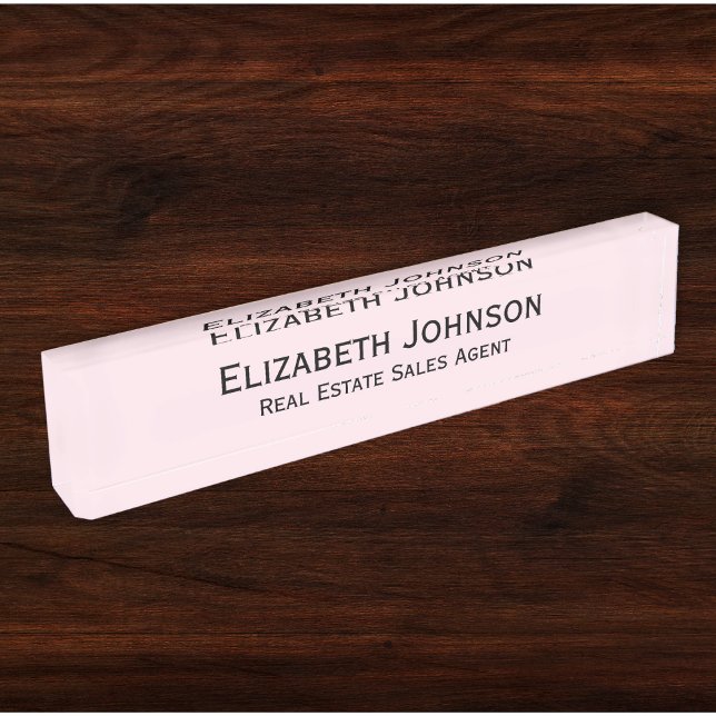 Porte-nom Pour Bureau Professionnel moderne Light Pink (Modern Light Pink Professional Business Executive Desk Name Plate)