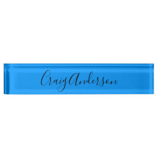 Porte-nom Pour Bureau Professionnel Plain Moderne Élégant Bleu Clair Chi