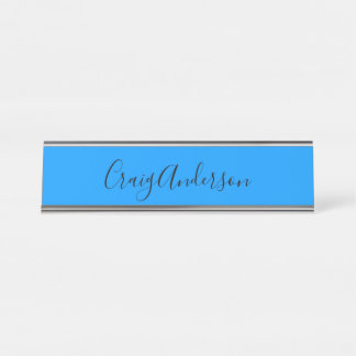 Porte-nom Pour Bureau Professionnel Plain Moderne Élégant Bleu Clair Chi