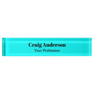 Porte-nom Pour Bureau Professionnel Plain Moderne Élégant Cyan Bleu Chic