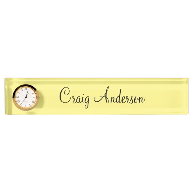 Porte-nom Pour Bureau Professionnel Plain Moderne Élégant Jaune clair (Devant)
