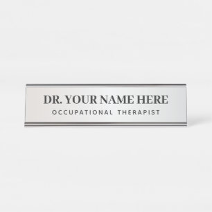 Porte-nom Pour Bureau Professionniste-thérapeute Simple Silver Black Of