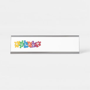 Porte-nom Pour Bureau Puzzle de l'autisme