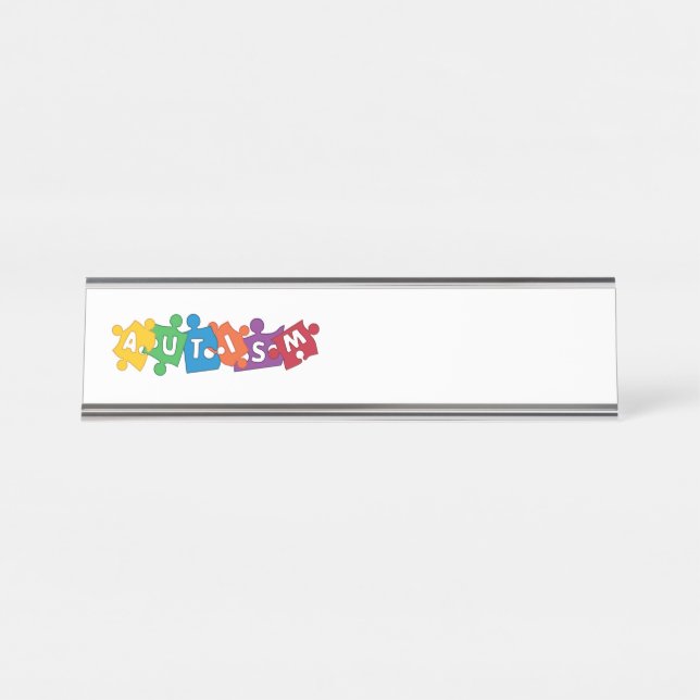 Porte-nom Pour Bureau Puzzle de l'autisme (Devant)