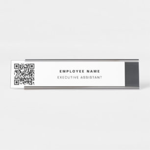 Porte-nom Pour Bureau QR Code Entreprise Moderne Minimaliste Blanc