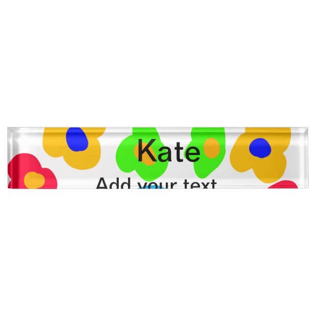 Porte-nom Pour Bureau Rainbow flower pride amour ajouter nom texte lqbtq (Devant)