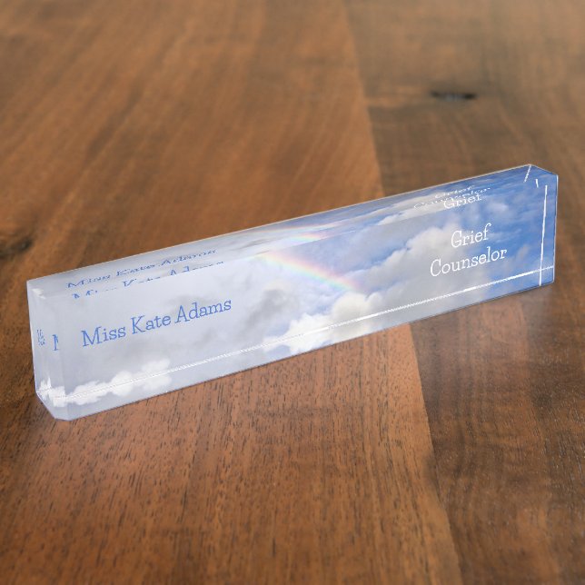 PORTE-NOM POUR BUREAU "RAINBOW IN CLOUDS" - NOM DU COMPTE (Taille)