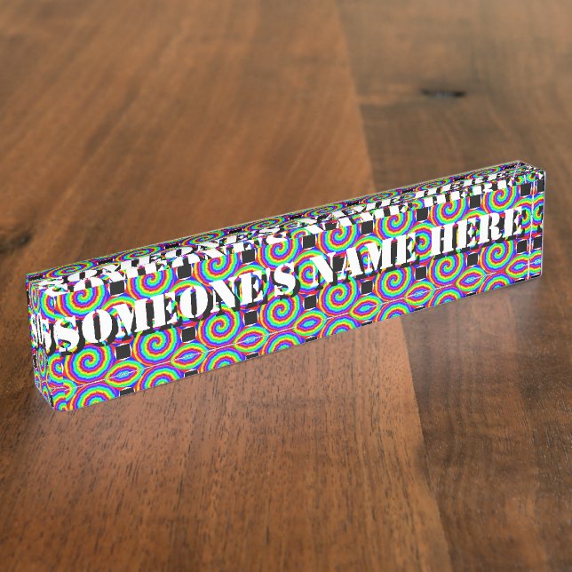 Porte-nom Pour Bureau Rainbow Spiral par Kenneth Yoncich (Taille)