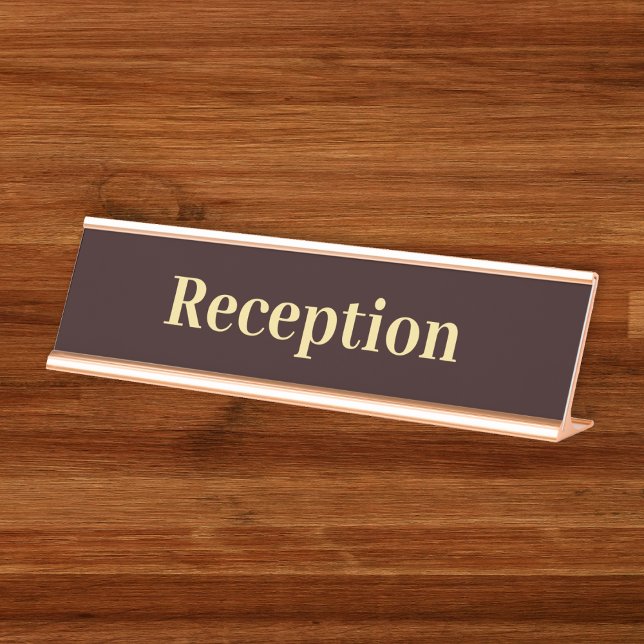 Porte-nom Pour Bureau Réception de bureau moderne Brown Gold Professiona (Modern Brown Gold Professional Office Reception Desk Name Plate)