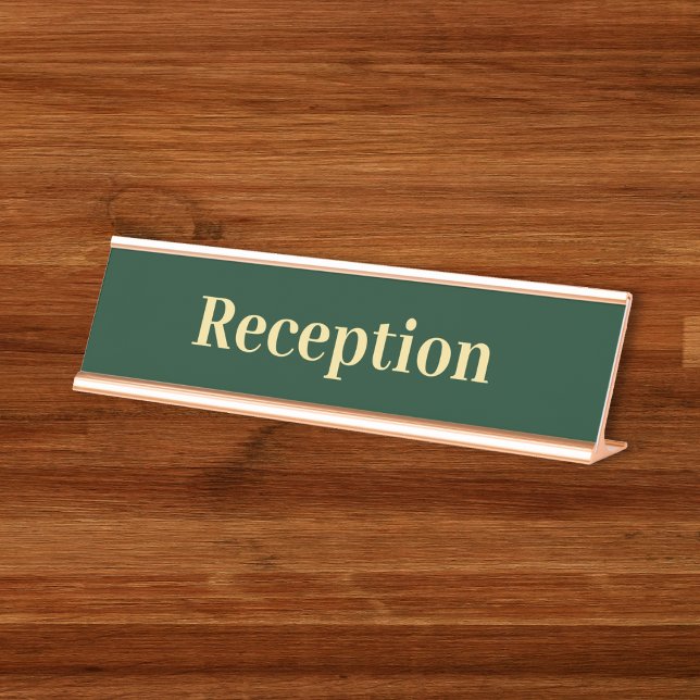 Porte-nom Pour Bureau Réception de bureau moderne Green Gold Professiona (Modern Green Gold Professional Office Reception Desk Name Plate)