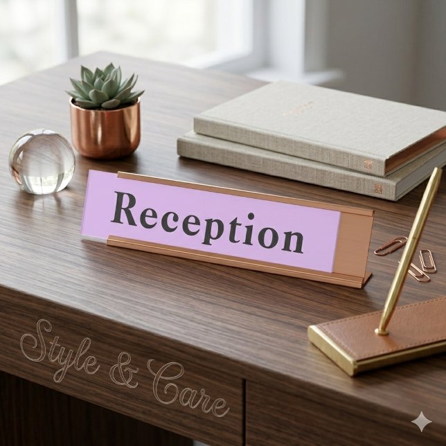 Porte-nom Pour Bureau Réception professionnelle violette givré du bureau (Frosted Purple Professional Office Reception Desk Name Plate)