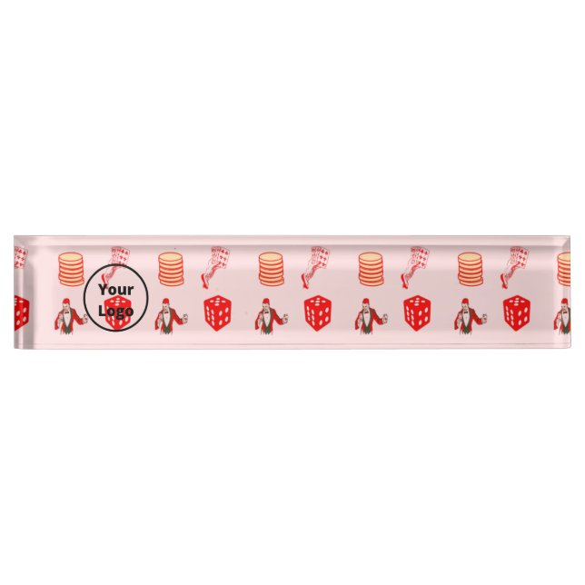 Porte-nom Pour Bureau Red casino business pattern (Devant)
