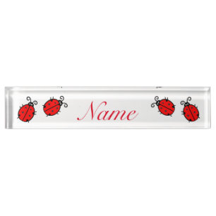 Porte-nom Pour Bureau Red Ladybugs Crawling Thunder_Cove
