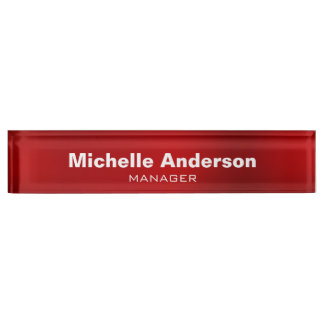 Porte-nom Pour Bureau Red Professional Manager Modern Plain