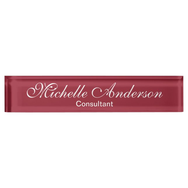 Porte-nom Pour Bureau Référence unique Red Rose Script Consultant (Devant)