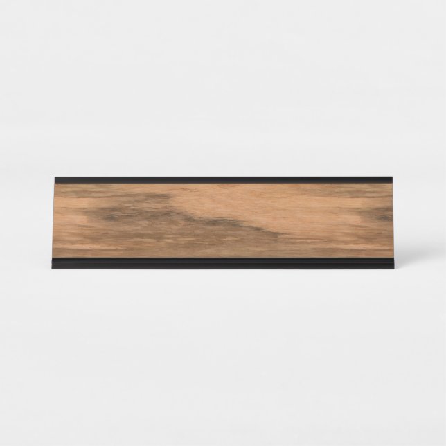Porte-nom Pour Bureau Regard du bois de grain d'eucalyptus naturel (Devant)
