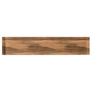 Porte-nom Pour Bureau Regard du bois de grain d'eucalyptus naturel
