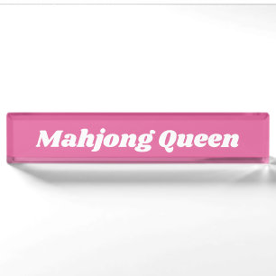 Porte-nom Pour Bureau Reine de Mahjong en rose vif